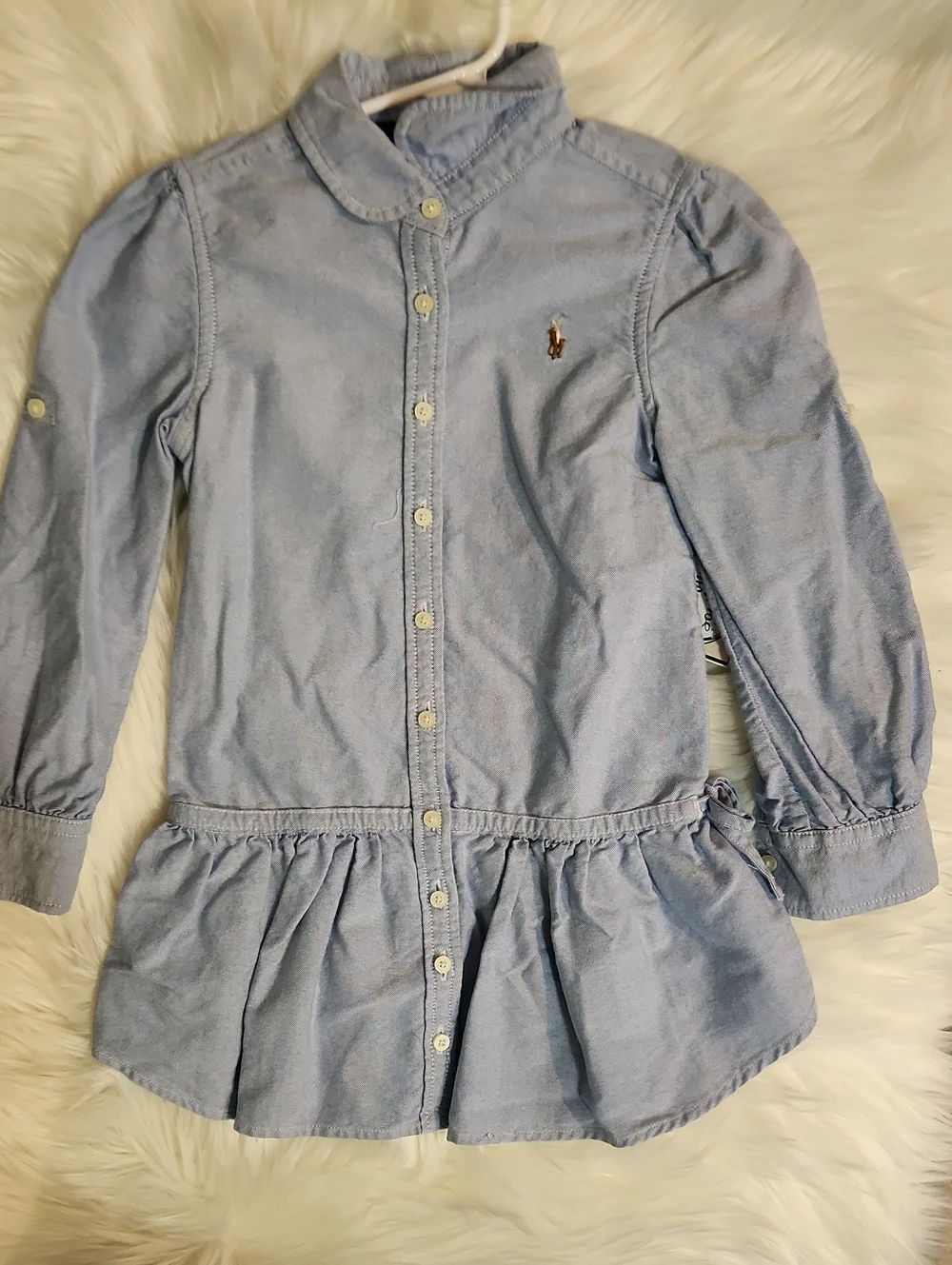 Ralph Lauren Light Blue Peplum Button-Down Dress - Girls Size 4t
